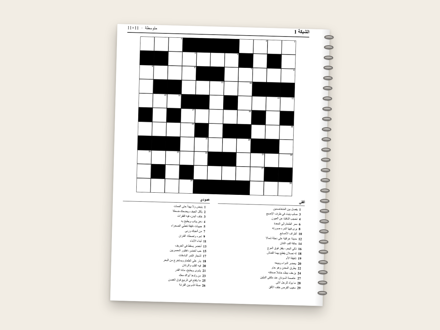 Une grille du cahier, page intérieure